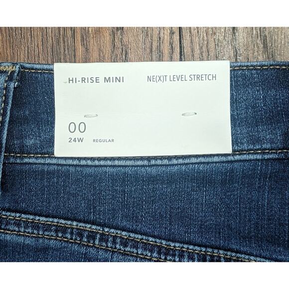 NEW American Eagle Denim Miniskirt 0 Blue Stretch High Rise Raw Edge Distressed - Picture 5 of 12